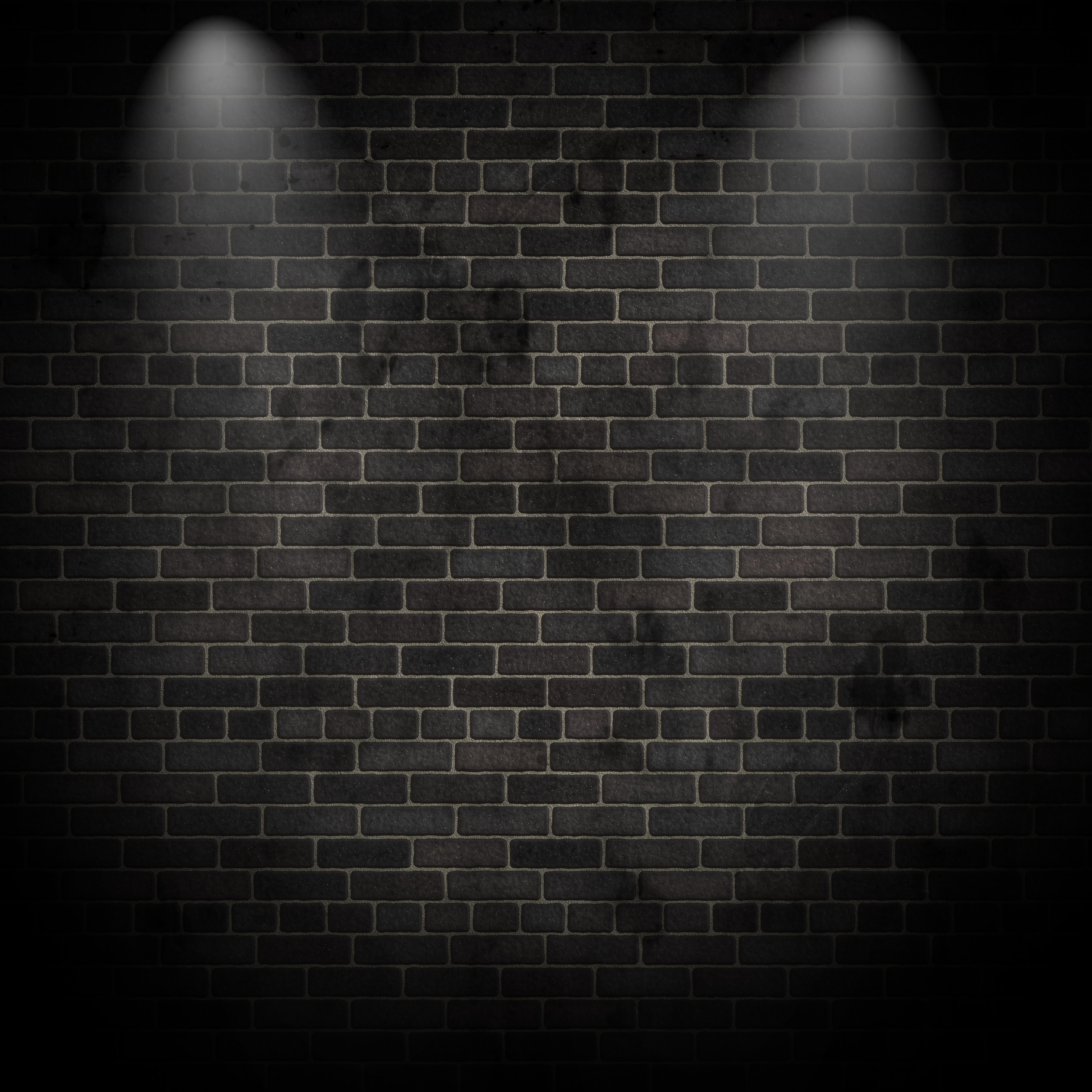 3D spotlights on a grunge brick wall